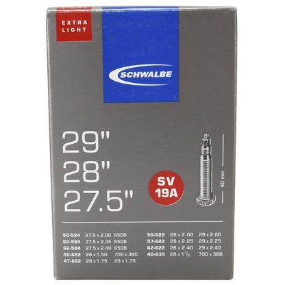 Cámara de Aire SCHWALBE EXTRA LIGHT SV 19A 27,5/29x1,50/2,35 Butyl Presta 40 mm 10430943