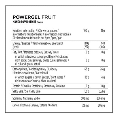 Gel Energético POWERBAR POWERGEL FRUIT (41g) Mango Maracuyá Cafeína