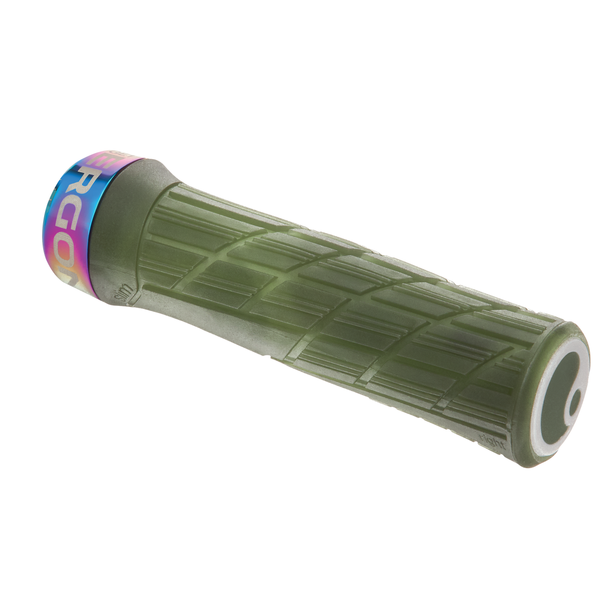 Puños ERGON GE1 EVO Factory Slim verde musgo escarchado con abrazaderas Oil Slick