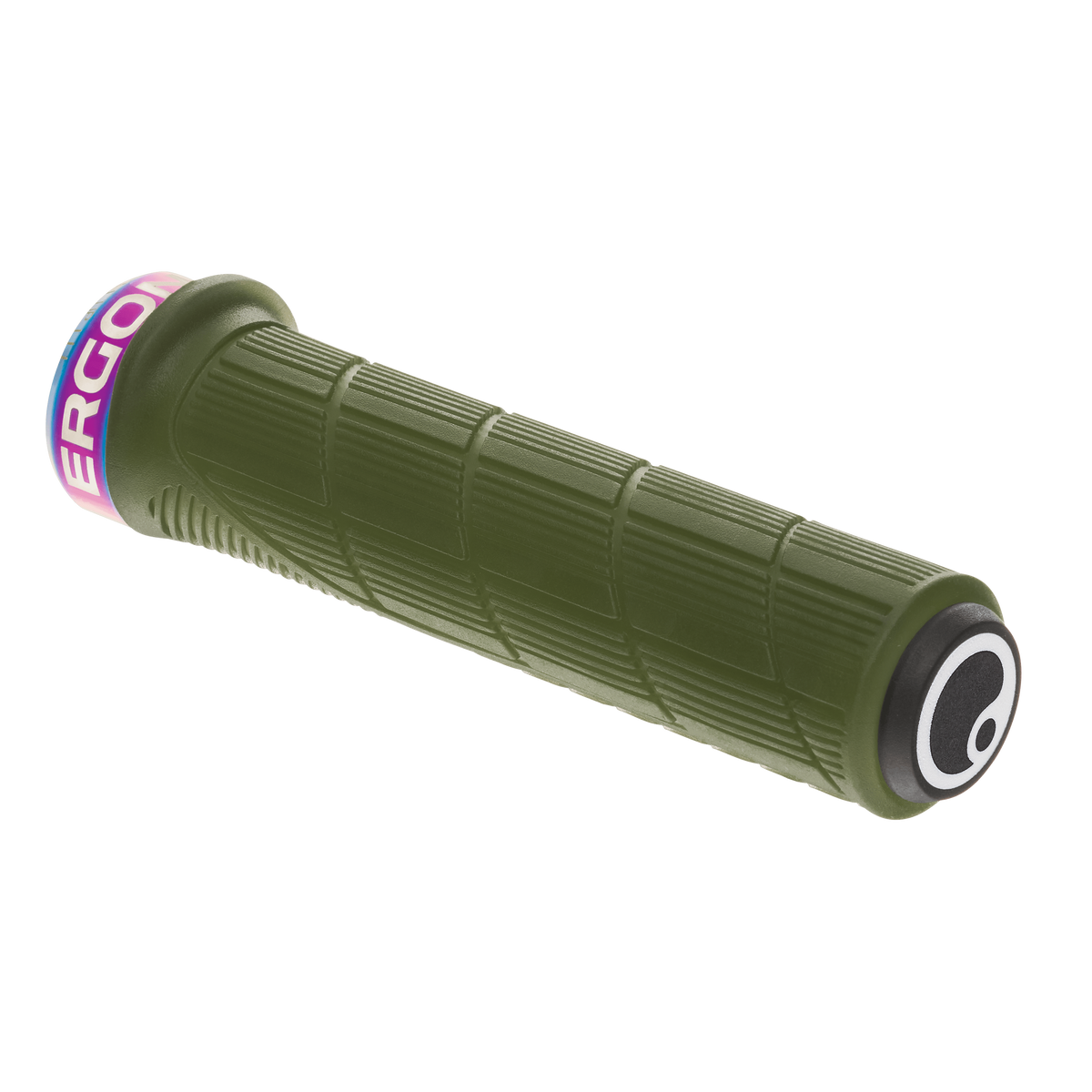 Puños ERGON GD1 EVO Factory verde musgo helado con abrazaderas de acabado tornasolado
