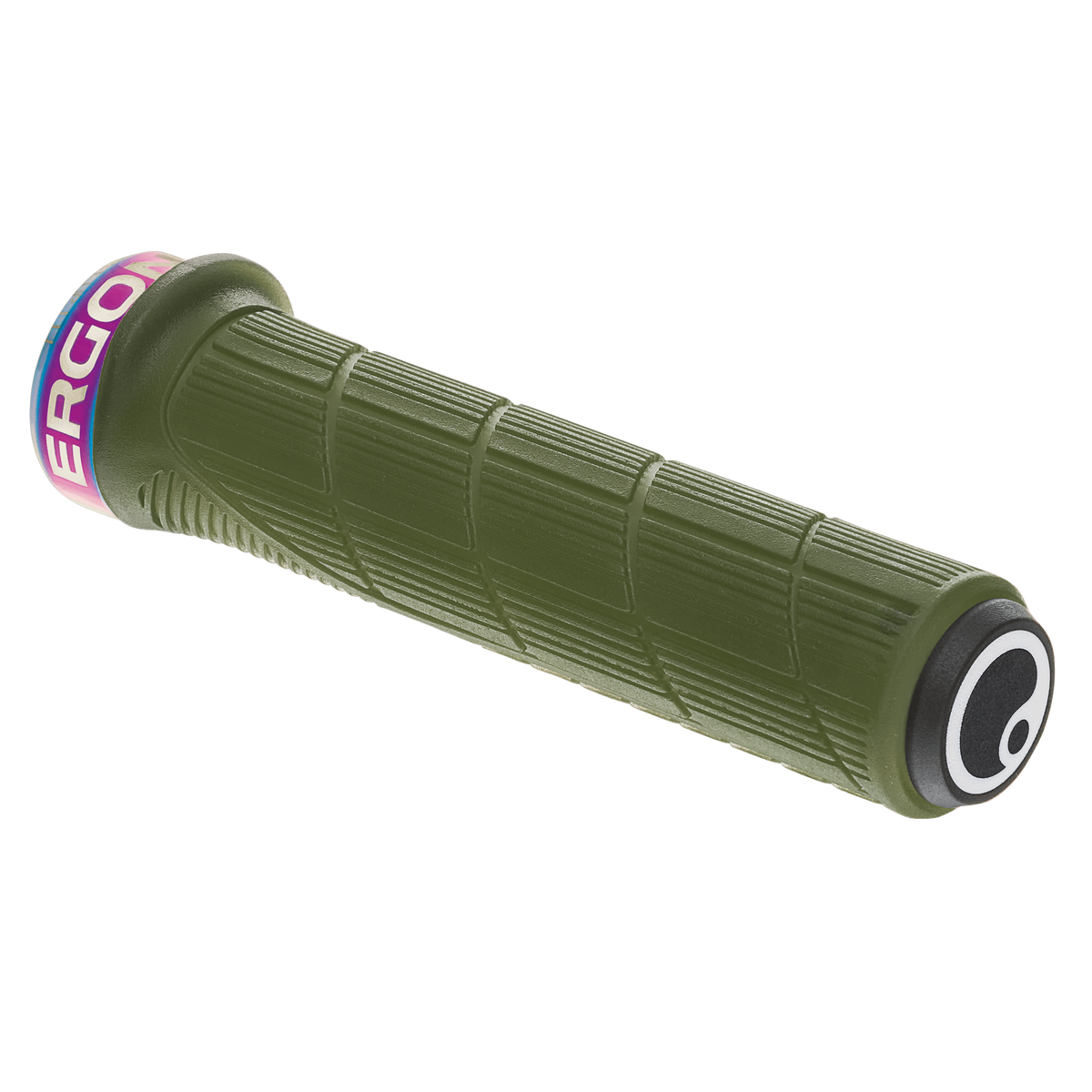 Puños ERGON GD1 EVO Slim Factory verde musgo helado con abrazaderas de acabado tornasolado