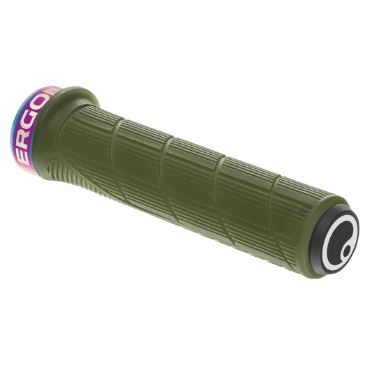 Puños ERGON GD1 EVO Slim Factory verde musgo helado con abrazaderas de acabado tornasolado
