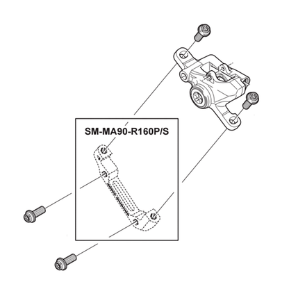 Adaptador Pinza Delantera PM / IS SHIMANO SM-MA90-F160P/S Disco 160 mm (+0 mm)