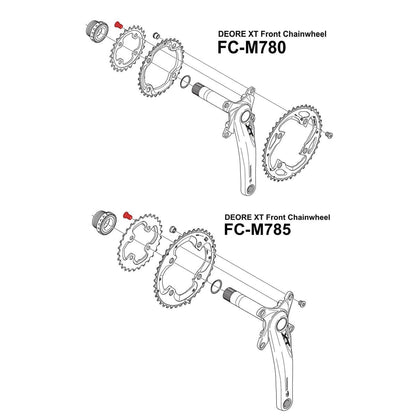 Kit de Tornillos Plato SHIMANO XT M780 / M785 Plato Interior (x4) Plata