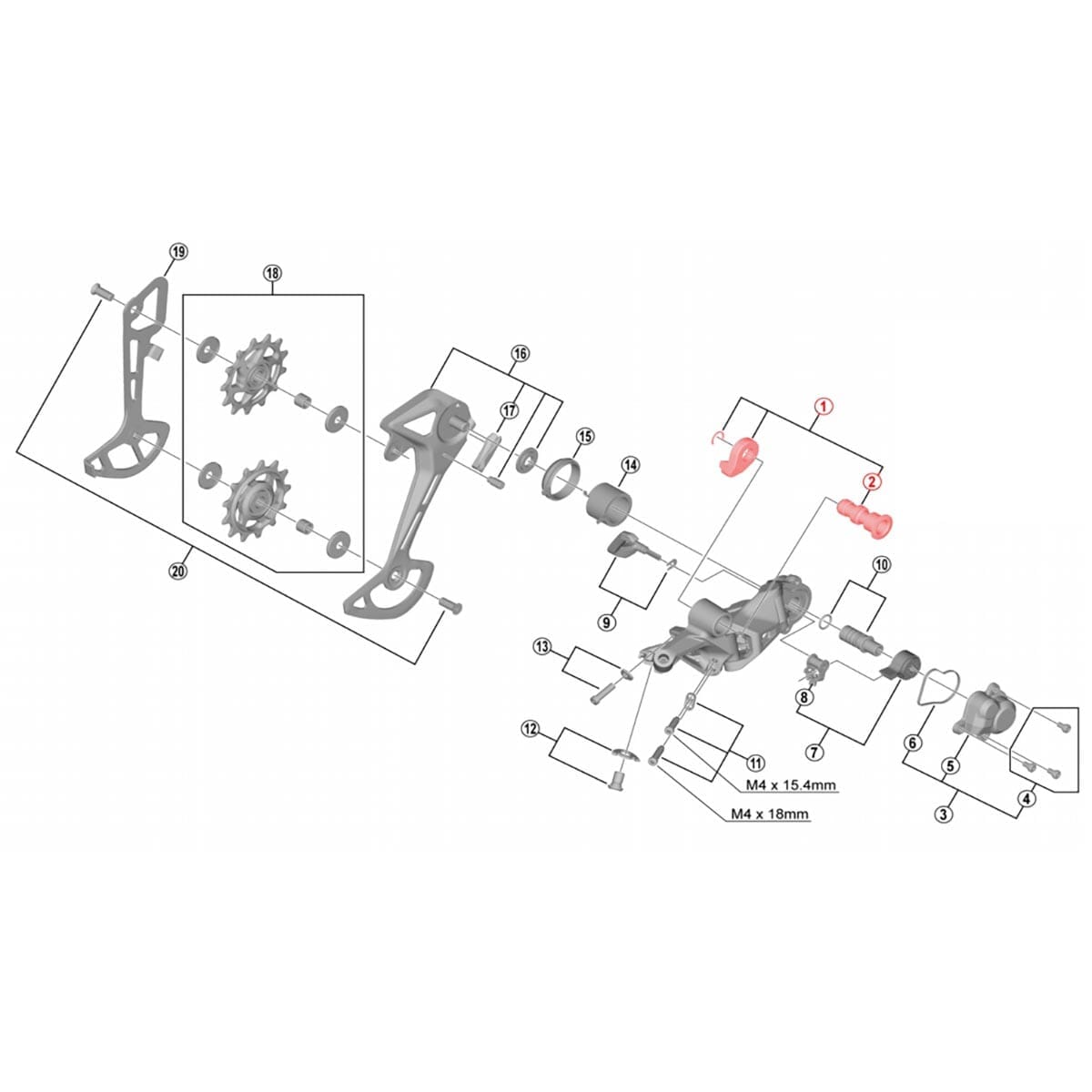 Ensemble Fixation pour Dérailleur Arrière SHIMANO SLX RD-M7100 #Y3FY98020