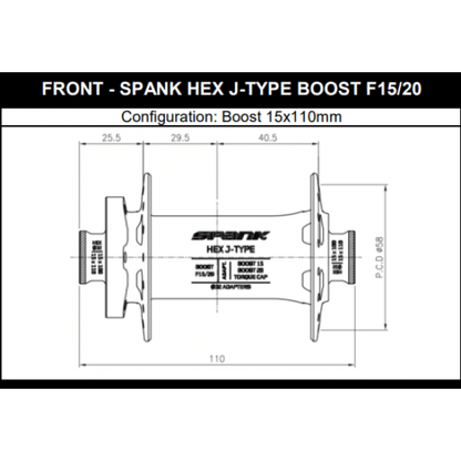 Buje Delantero SPANK HEX 15/20 mm Boost 32 Agujeros Violeta