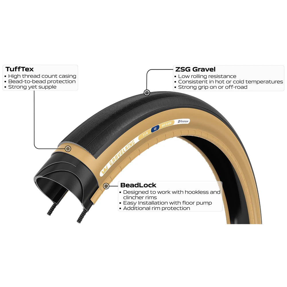 Neumático PANARACER GRAVELKING SLICK TLR 700x35c Tubeless Ready Beige