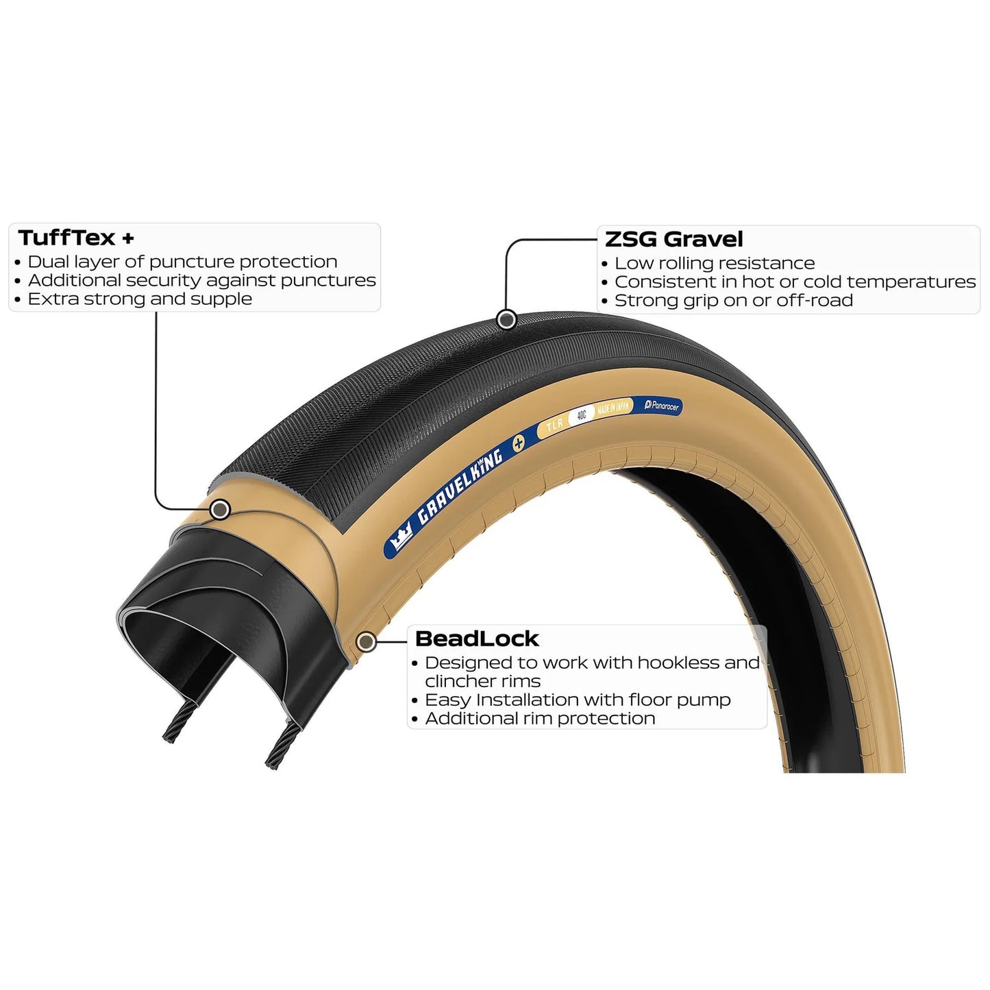 Neumático PANARACER GRAVELKING SLICK+ TLR 700x35 Tubeless Ready Negro