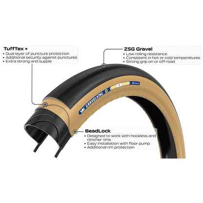 Neumático PANARACER GRAVELKING SLICK+ TLR 700c Tubeless Ready Beige