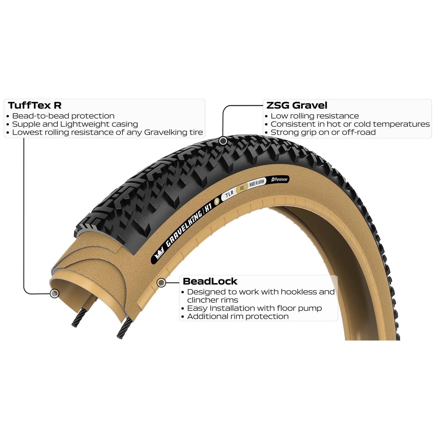 Neumático PANARACER GRAVELKING X1 R-LINE TLR 700x35c Tubeless Ready Beige