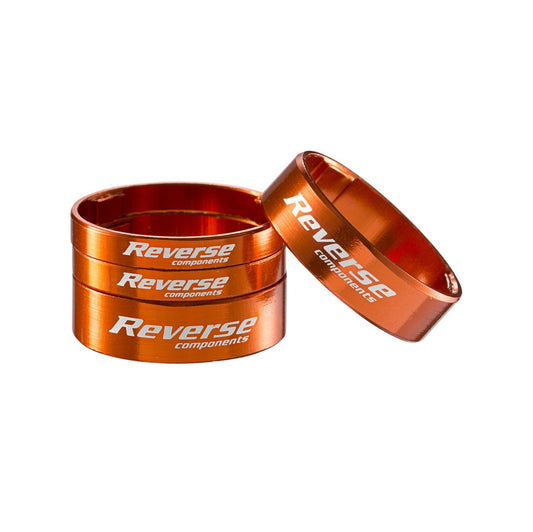 Kit de espaciadores de dirección REVERSE COMPONENTS de aluminio ultraligero de 1"1/8, color naranja