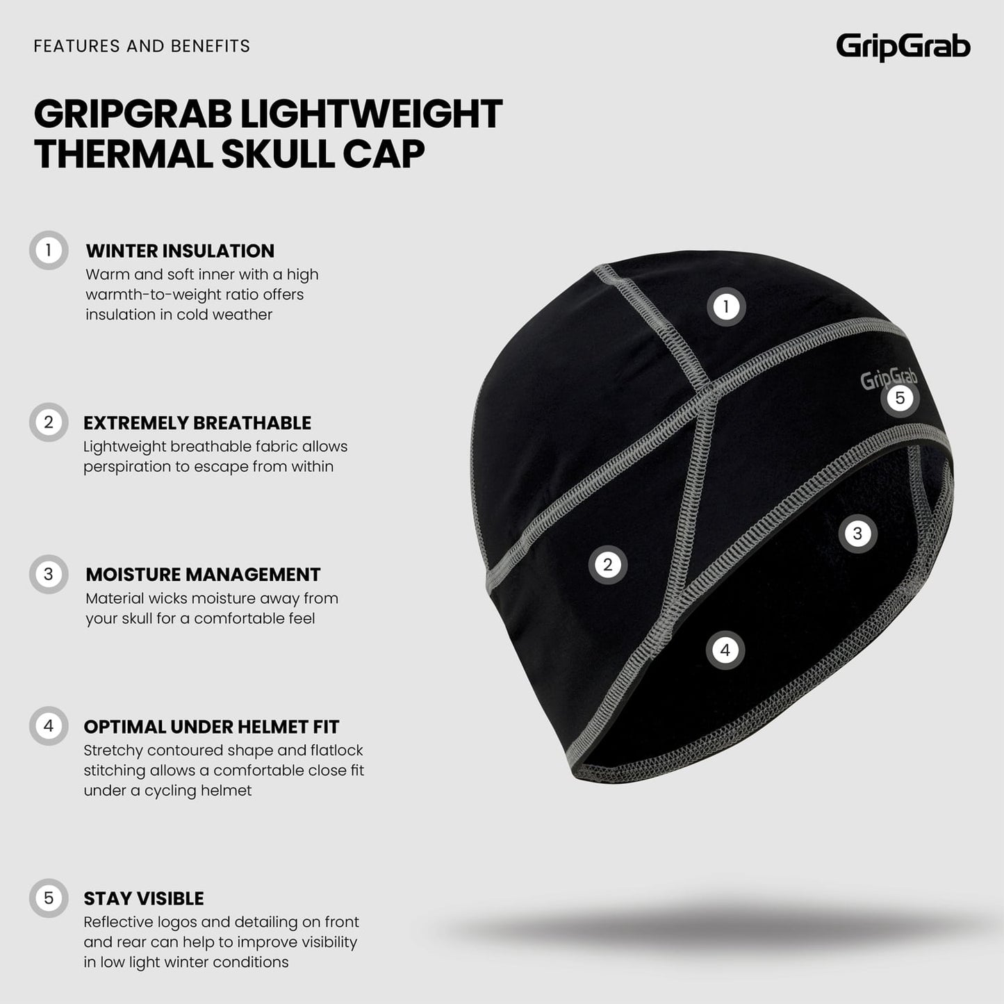 GRIPGRAB THERMO Casco Gorro Negro