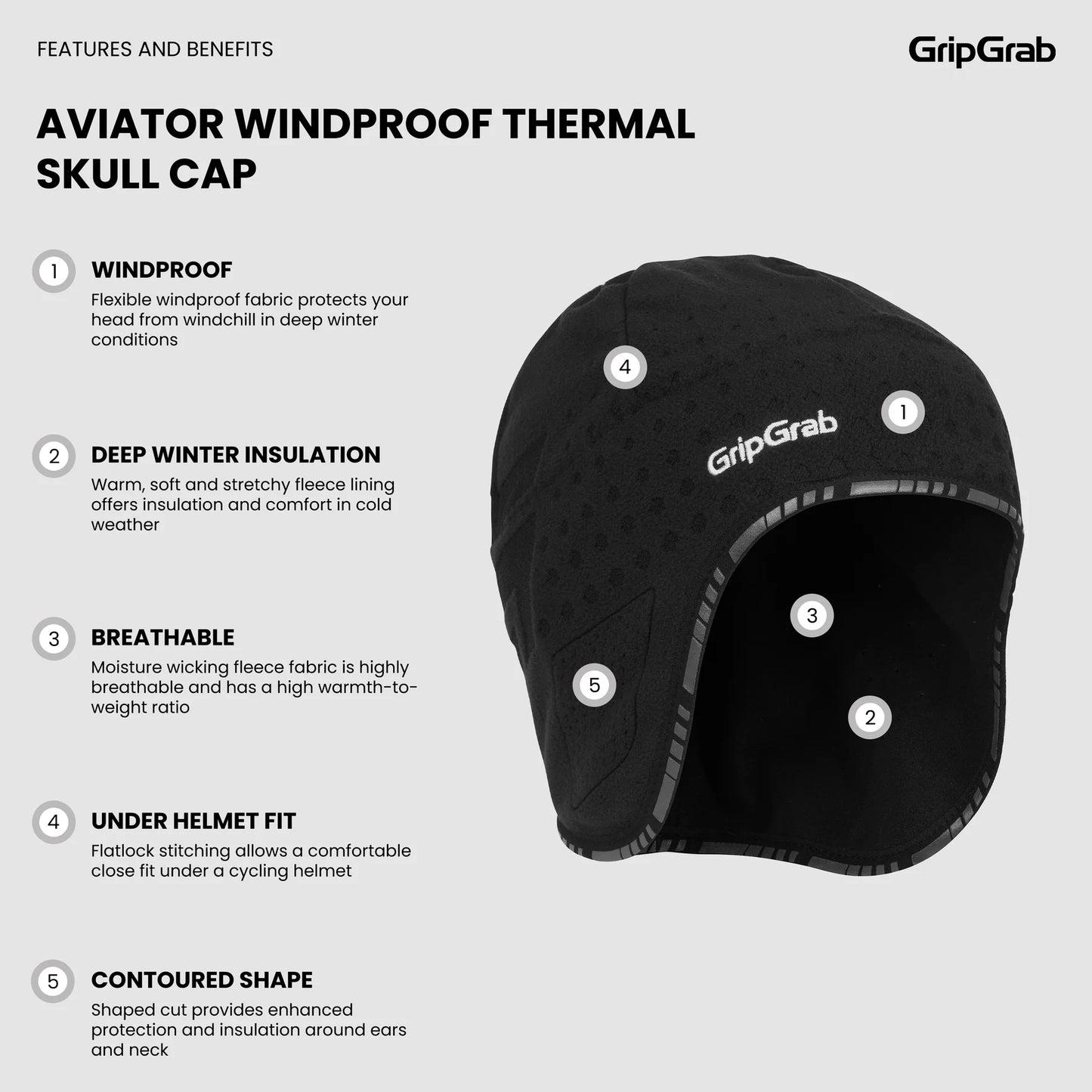 Gorro GRIPGRAB AVIATOR DEEPWINTER Negro