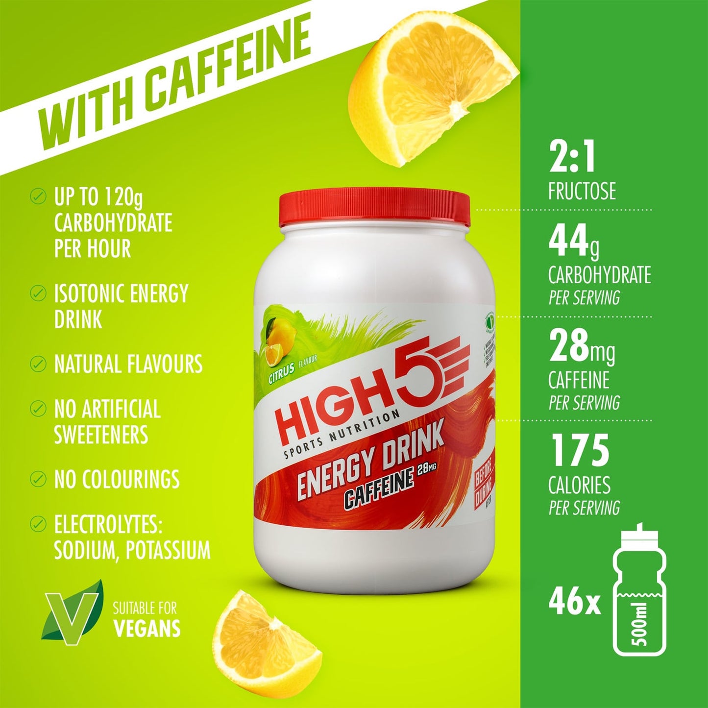 BEBIDA ENERGÉTICA High5 BEBIDA ENERGÉTICA CAFEÍNA (2,2kg) Limón