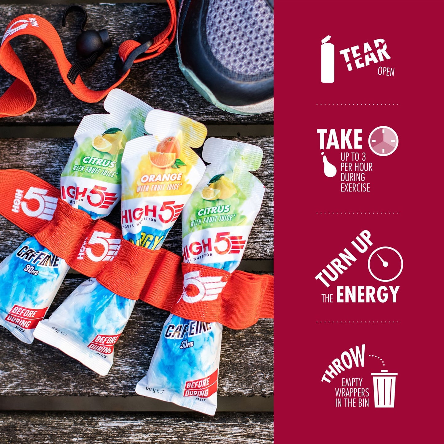 High5 ENERGY GEL Aqua Cafeína (66g) Frutos Rojos