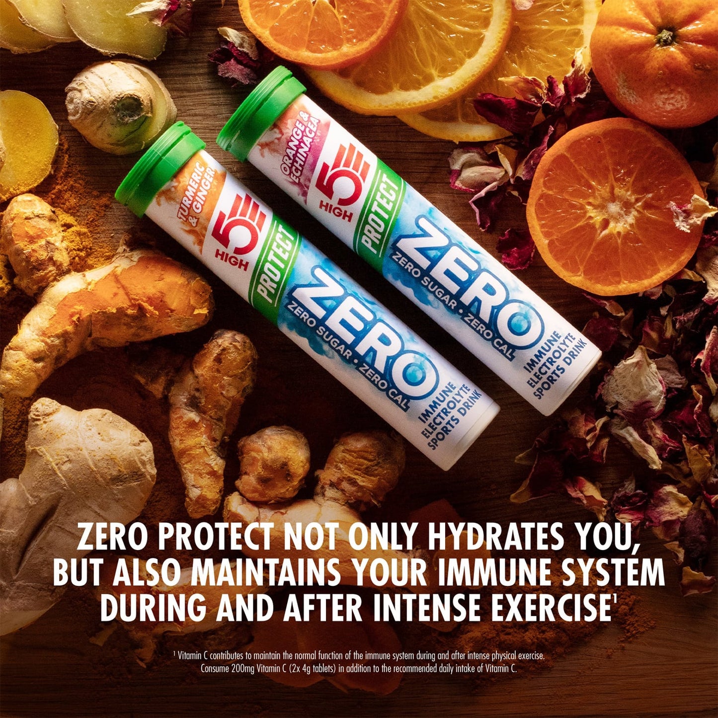 Boisson Anticrampe High5 ZERO PROTECT Tubo de 20 Pastillas Cúrcuma Jengibre