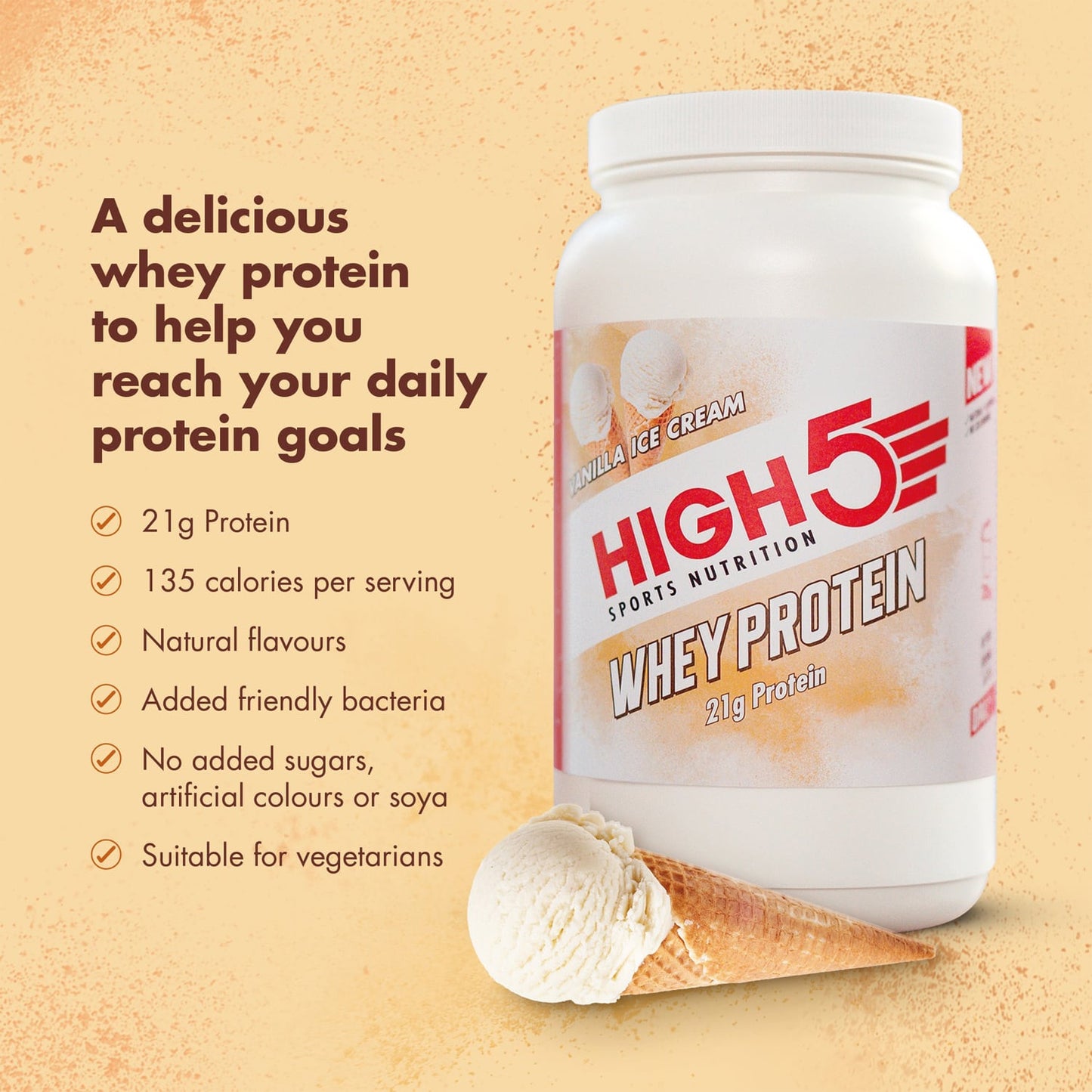 High5 WHEY PROTEIN Bebida de recuperación (700g) Helado de vainilla