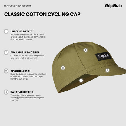 Gorra de ciclismo GRIPGRAB CLASSIC COTTON verde oliva