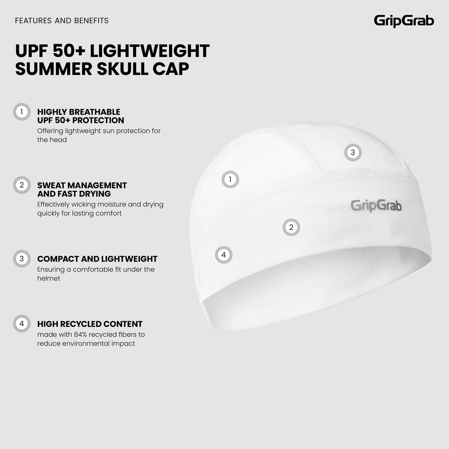 Funda de casco GRIPGRAB UPF 50+ Blanca