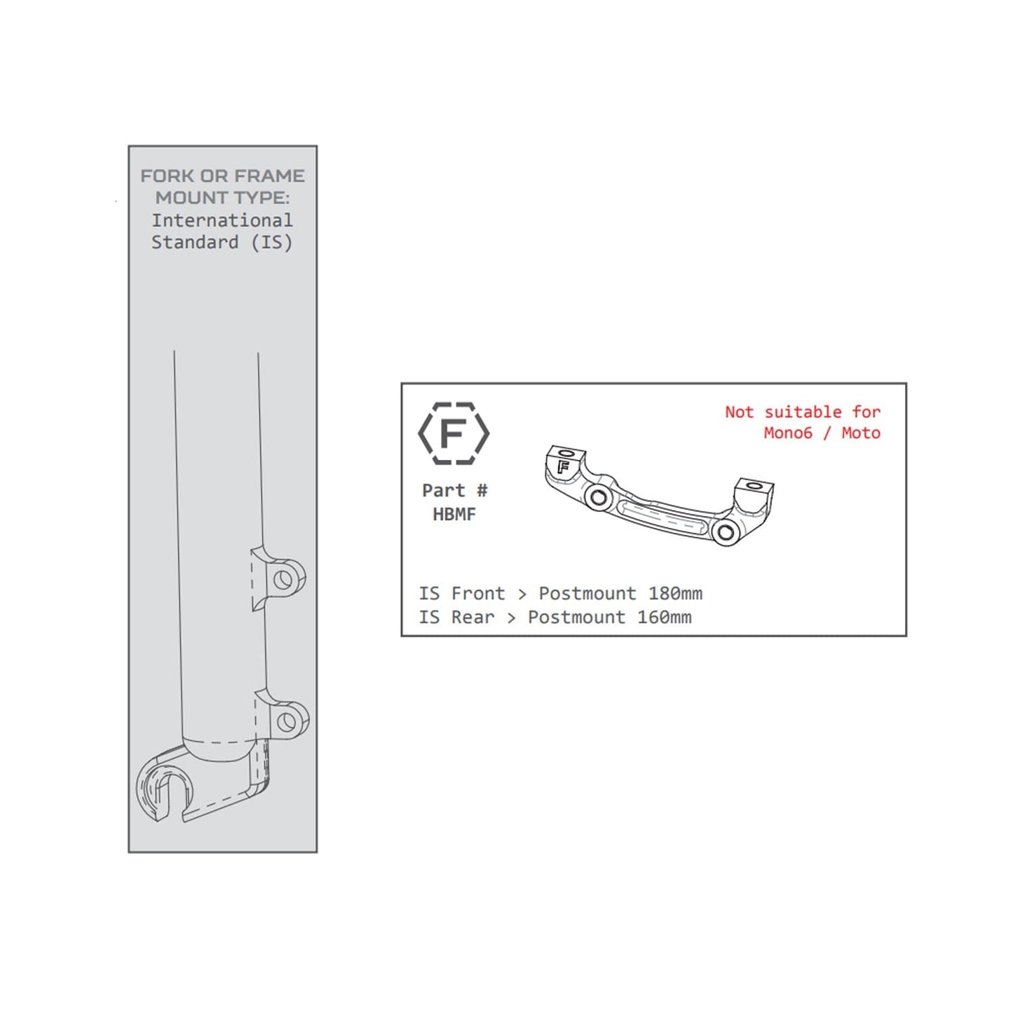Adaptador Pinza Delantera / Trasera PM / IS HOPE (Delantera 180mm / Trasera 160mm) #HBMF Negro