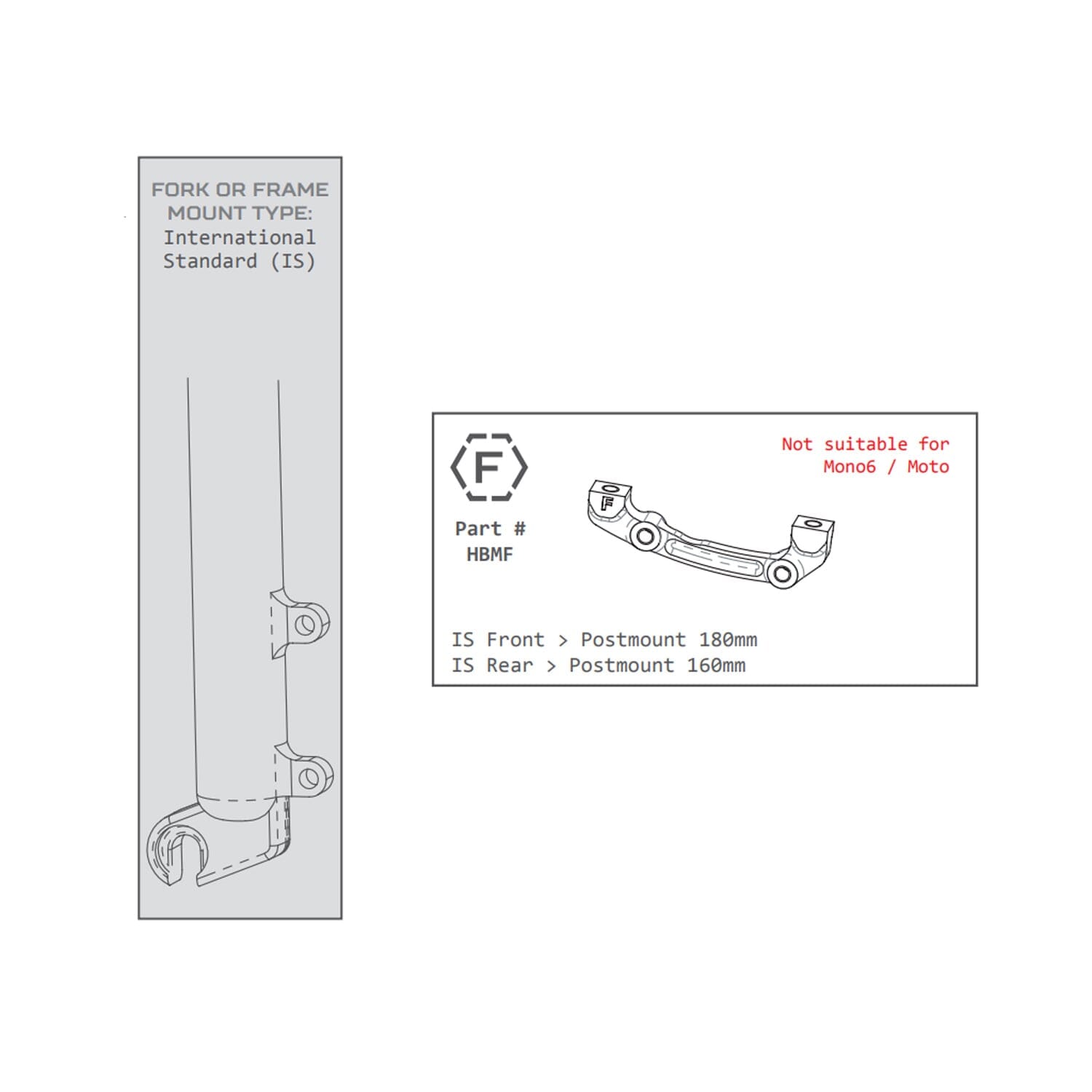 Adaptador Pinza Delantera / Trasera PM / IS HOPE (Delantera 180mm / Trasera 160mm) #HBMF Negro
