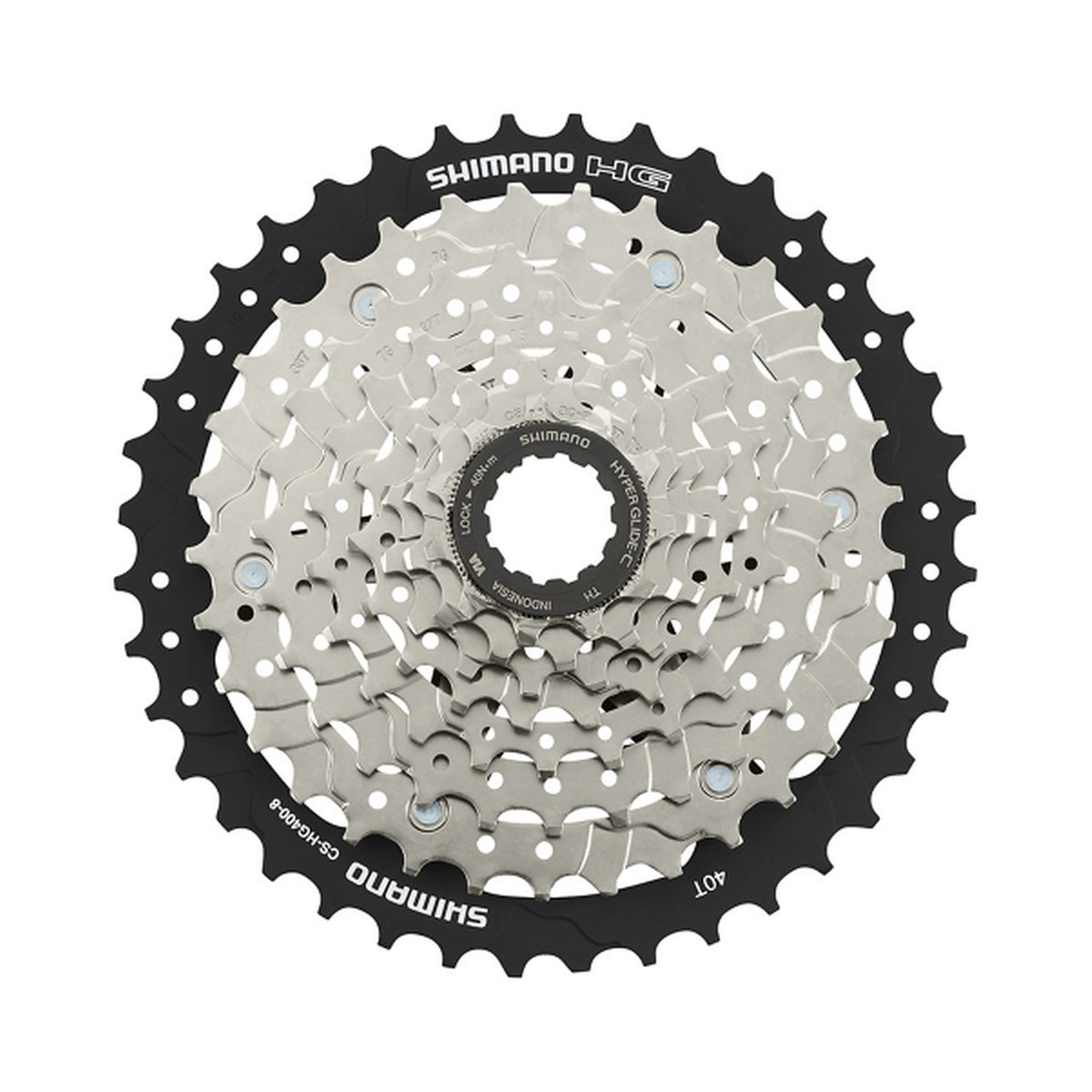 Cassette de 8 velocidades SHIMANO HG400 – foto principal sobre fondo blanco