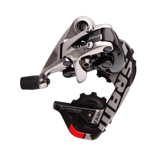 Cambio trasero SRAM RED Aero Glide de 10 velocidades y caja corta – vista del producto sobre fondo blanco