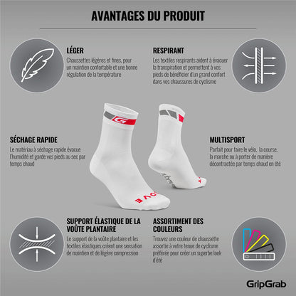 Calcetines GRIPGRAB REGULAR CUT SUMMER Blancos