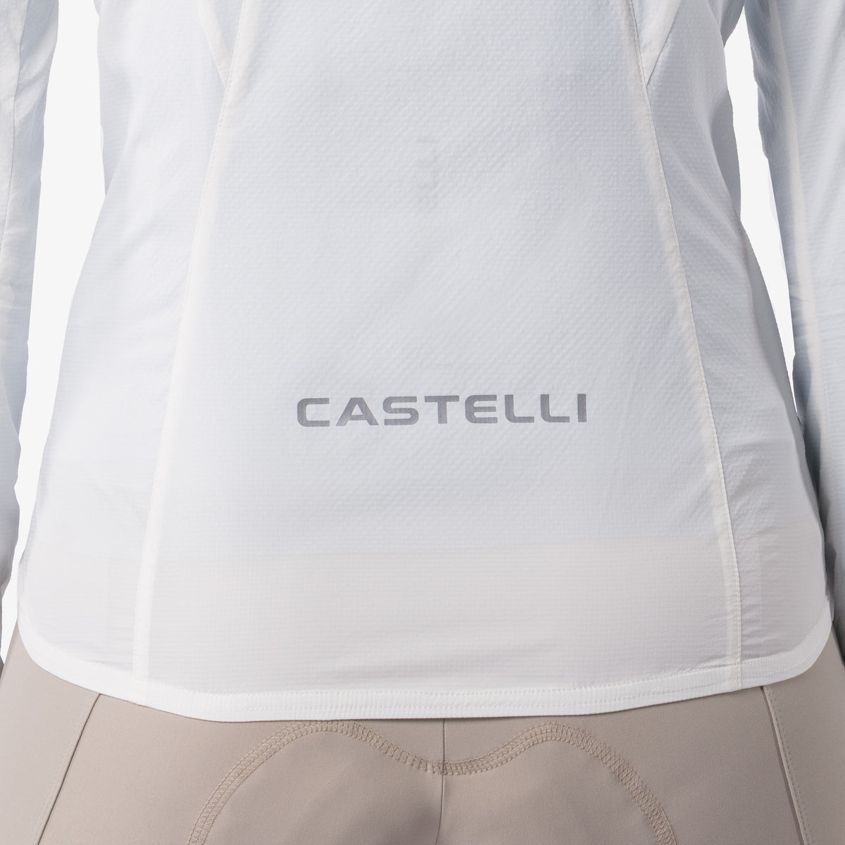 Chaqueta CASTELLI Transition Air de mujer en color marfil – detalle de la cremallera