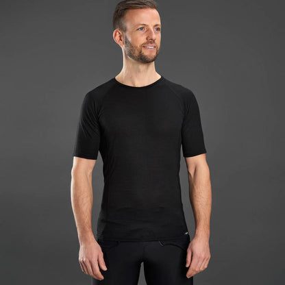 Camiseta interior térmica de manga corta GRIPGRAB de mezcla de merino negra
