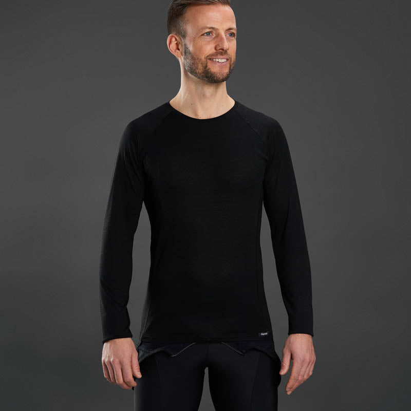 Camiseta interior de manga larga GRIPGRAB MEZCLA DE MERINO TÉRMICA negra