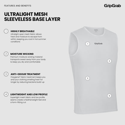 Camiseta interior sin mangas GRIPGRAB MALLA ULTRALIGERA blanca