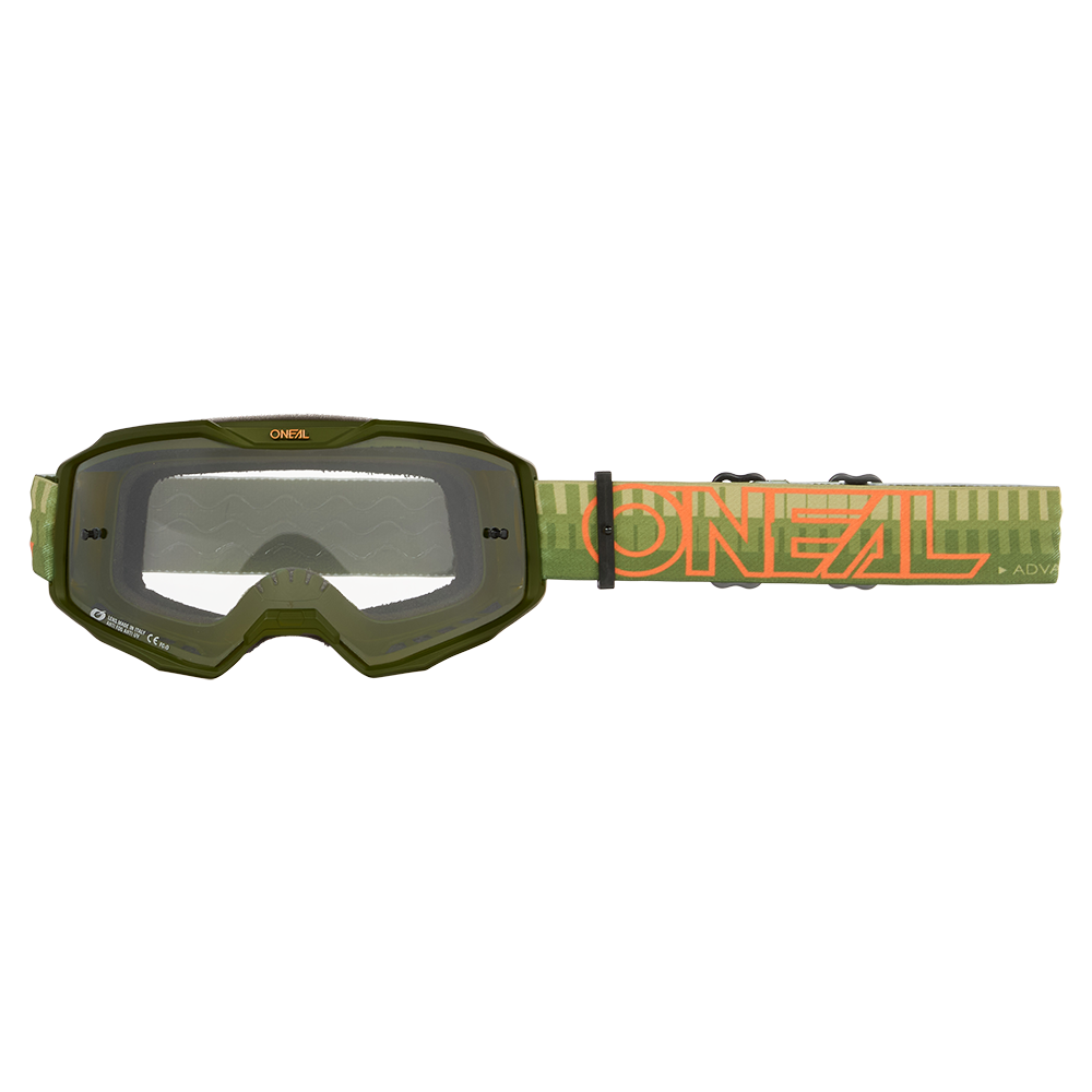 Máscara O'NEAL B-10 STRIPED Verde/Naranja Escudo transparente