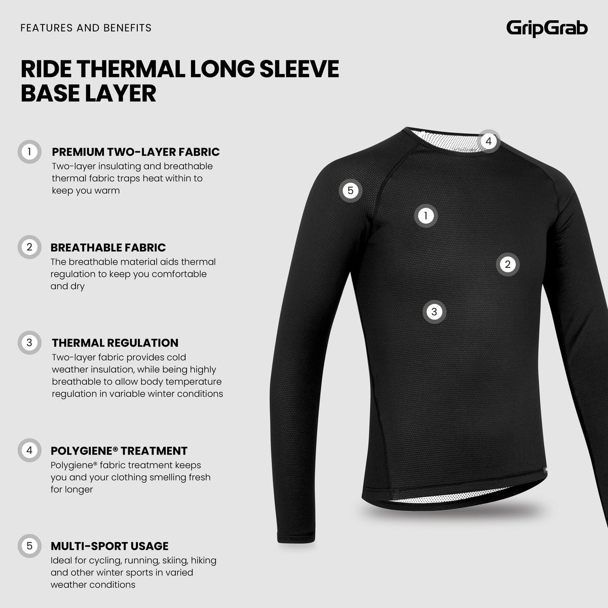 Camiseta interior de manga larga GRIPGRAB RIDE TÉRMICA negra