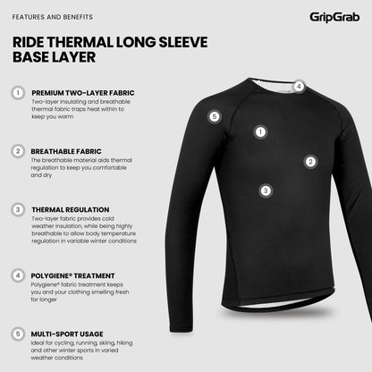 Camiseta interior de manga larga GRIPGRAB RIDE TÉRMICA negra