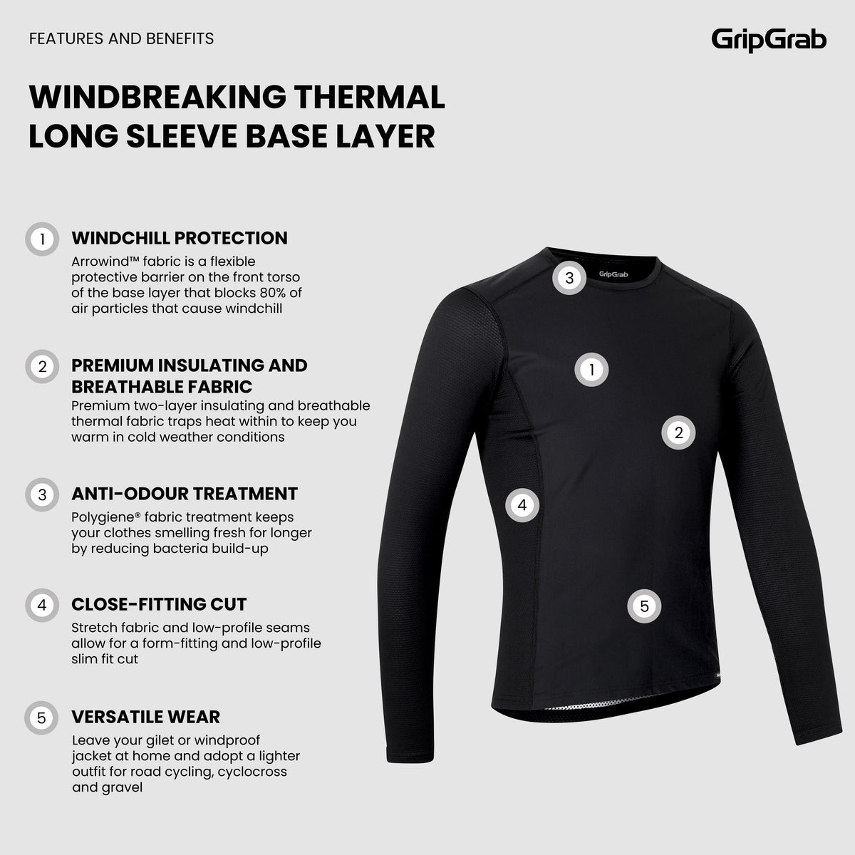 Camiseta interior de manga larga GRIPGRAB WINDBREAKING THERMAL negra