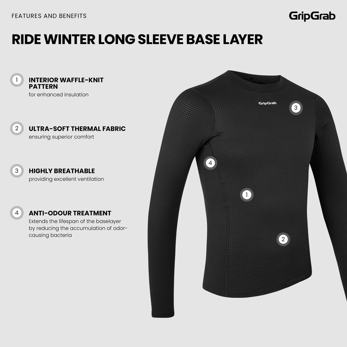 Camiseta interior de manga larga GRIPGRAB RIDE WINTER negra