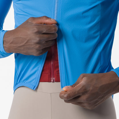 Chaqueta CASTELLI Transition Air azul – detalle de la cremallera de doble sentido