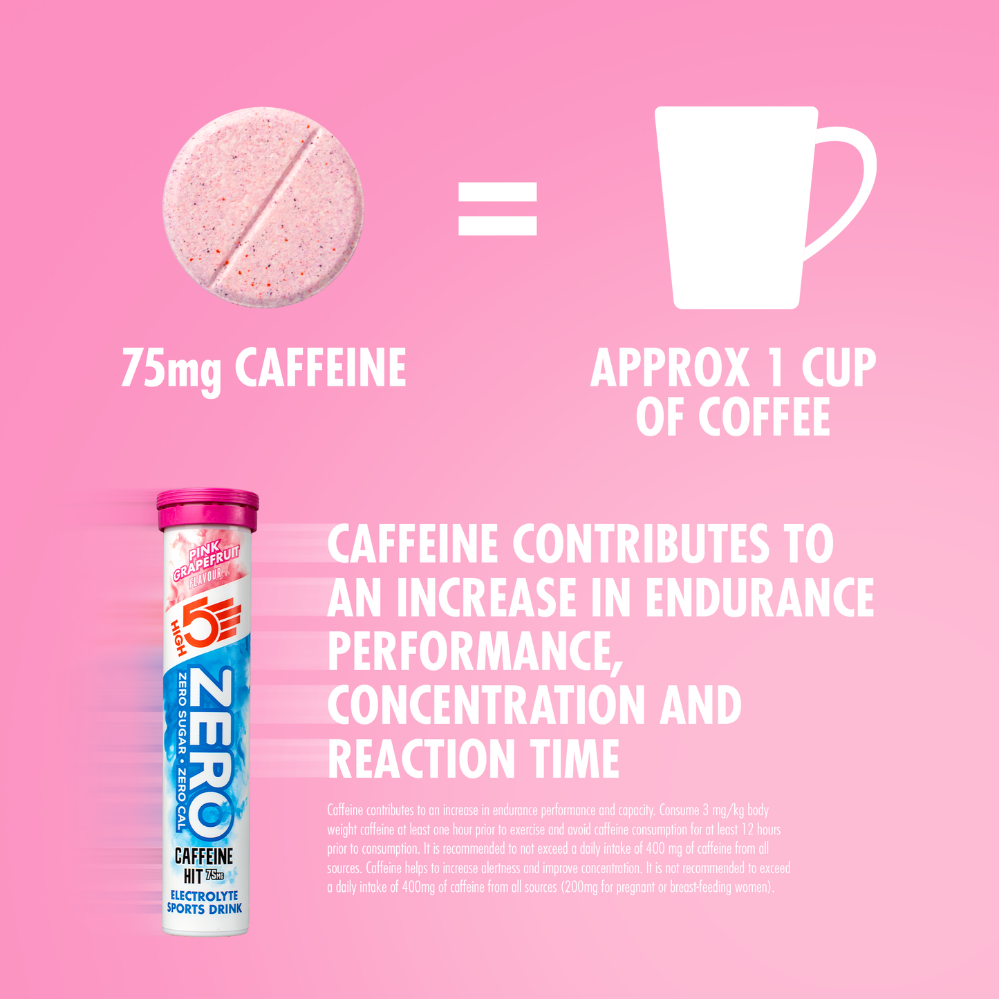 Tabletas de Hidratación Electrolítica High5 CERO Cafeína (x20) Pomelo Rosa