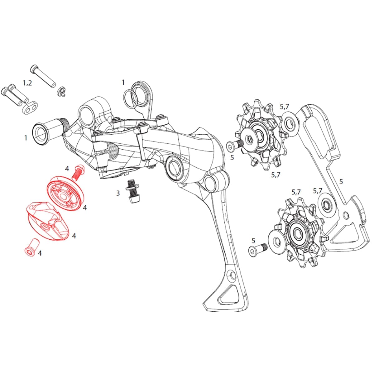 Kit Galet Guide Câble de Dérailleur Arrière SRAM X01/DH/X1 1x11V #11.7518.029.000