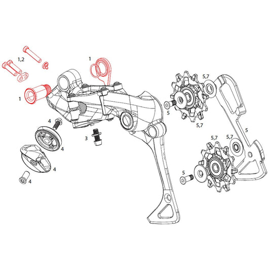 Vis de Fixation et Butées de Dérailleur Arrière SRAM X01 DH 10V #11.7518.033.001