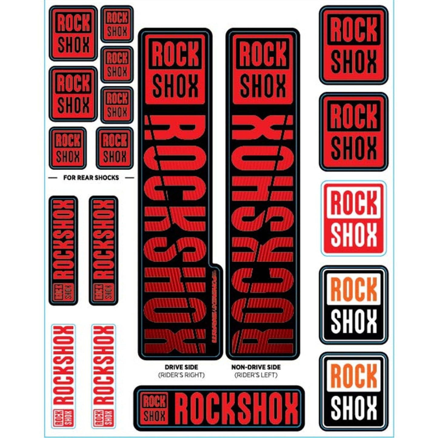 Kit Stickers pour Fourches Simple Té  ROCKSHOX Plongeurs 35 mm (2018+) Rouge