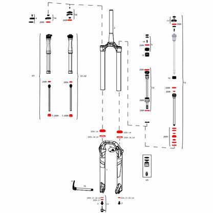 Kit de Mantenimiento Completo para Horquillas ROCKSHOX Lyrik C2 / Pike B3 Select+/Ultimate (2020) #00.4318.025.120
