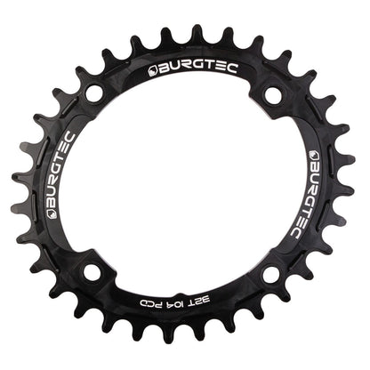 Plato Mono BURGTEC THICK THIN OVAL 10/11/12V Narrow Wide 4 Agujeros 104 mm Negro