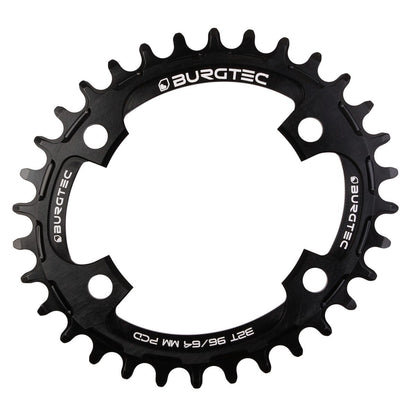 Plato Mono BURGTEC THICK THIN OVAL 10/11/12V Narrow Wide 4 Agujeros 64/96 mm Negro