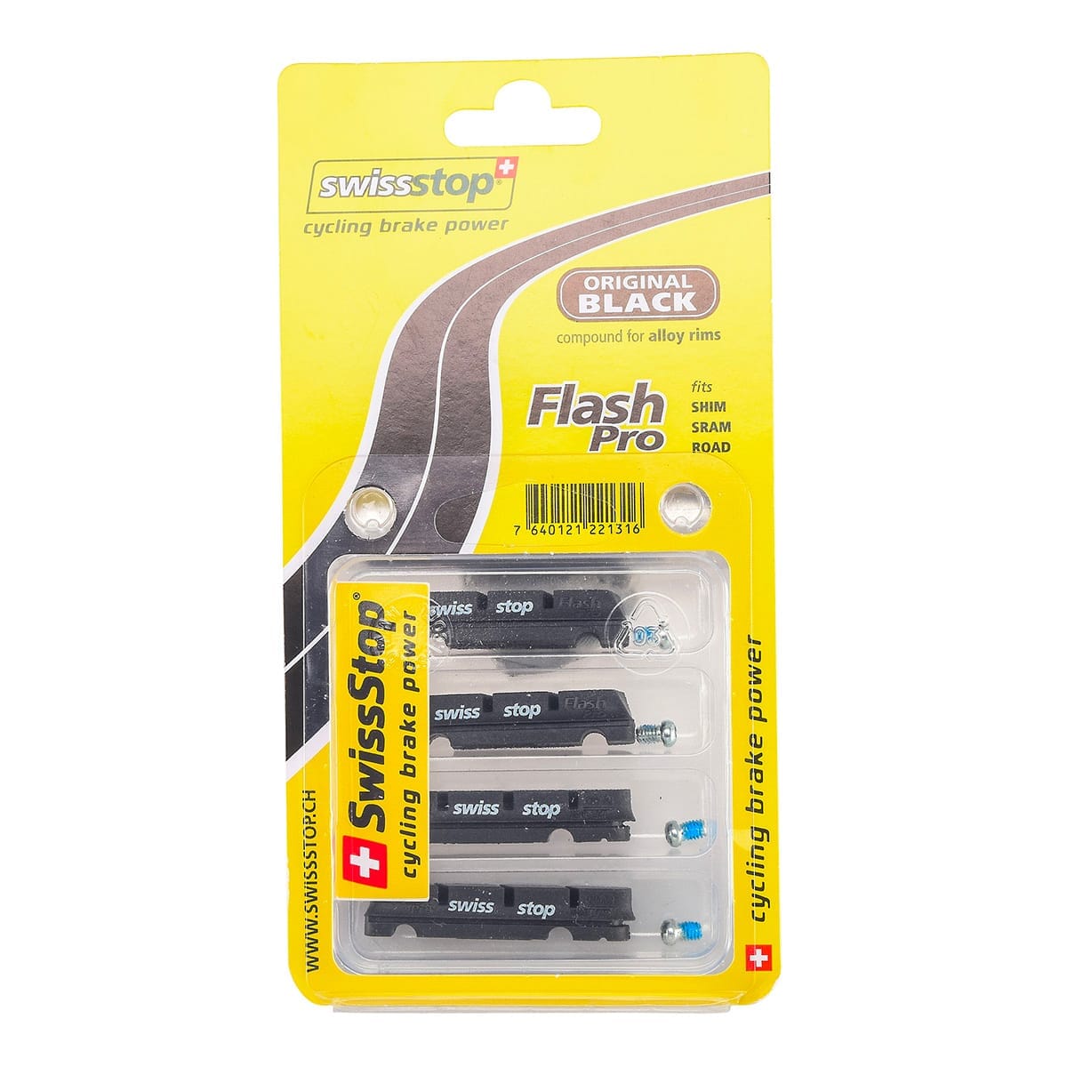 Kit 4 Patins SWISS STOP FLASH Noir Aluminium