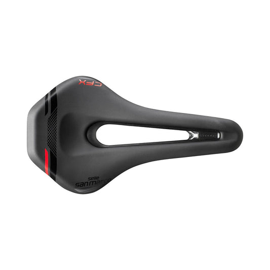 Sillín SAN MARCO GROUND SHORT OPEN-FIT CARBON FX 140mm Negro