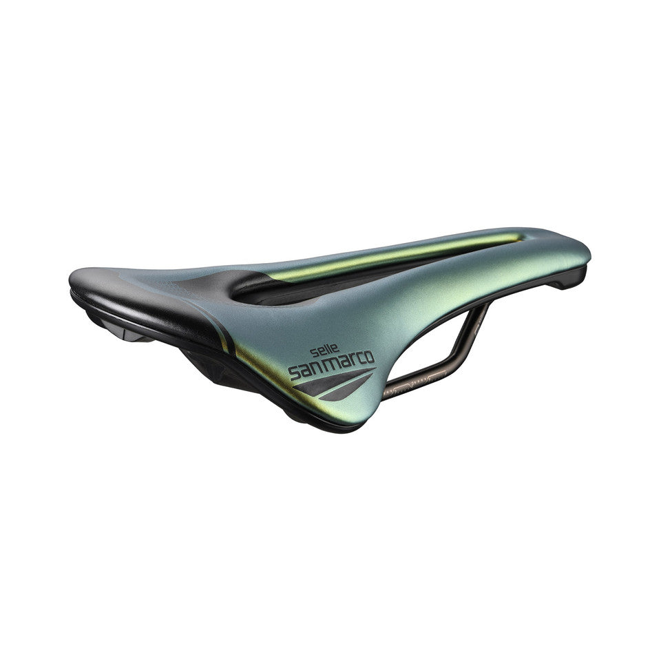 Sillín SAN MARCO SHORTFIT 2.0 OPEN-FIT RACING S3 Anchura 144mm Raíles de acero Xsilite Gold