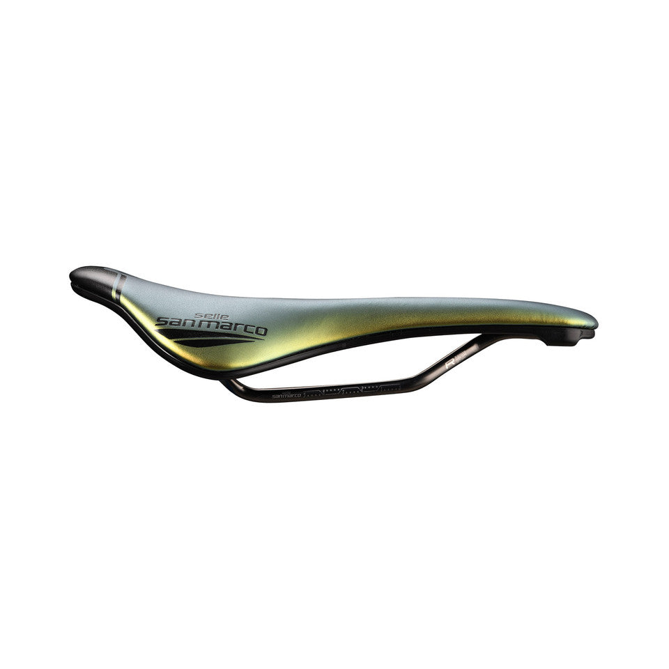 Sillín SAN MARCO SHORTFIT 2.0 OPEN-FIT RACING S3 Anchura 144mm Raíles de acero Xsilite Gold