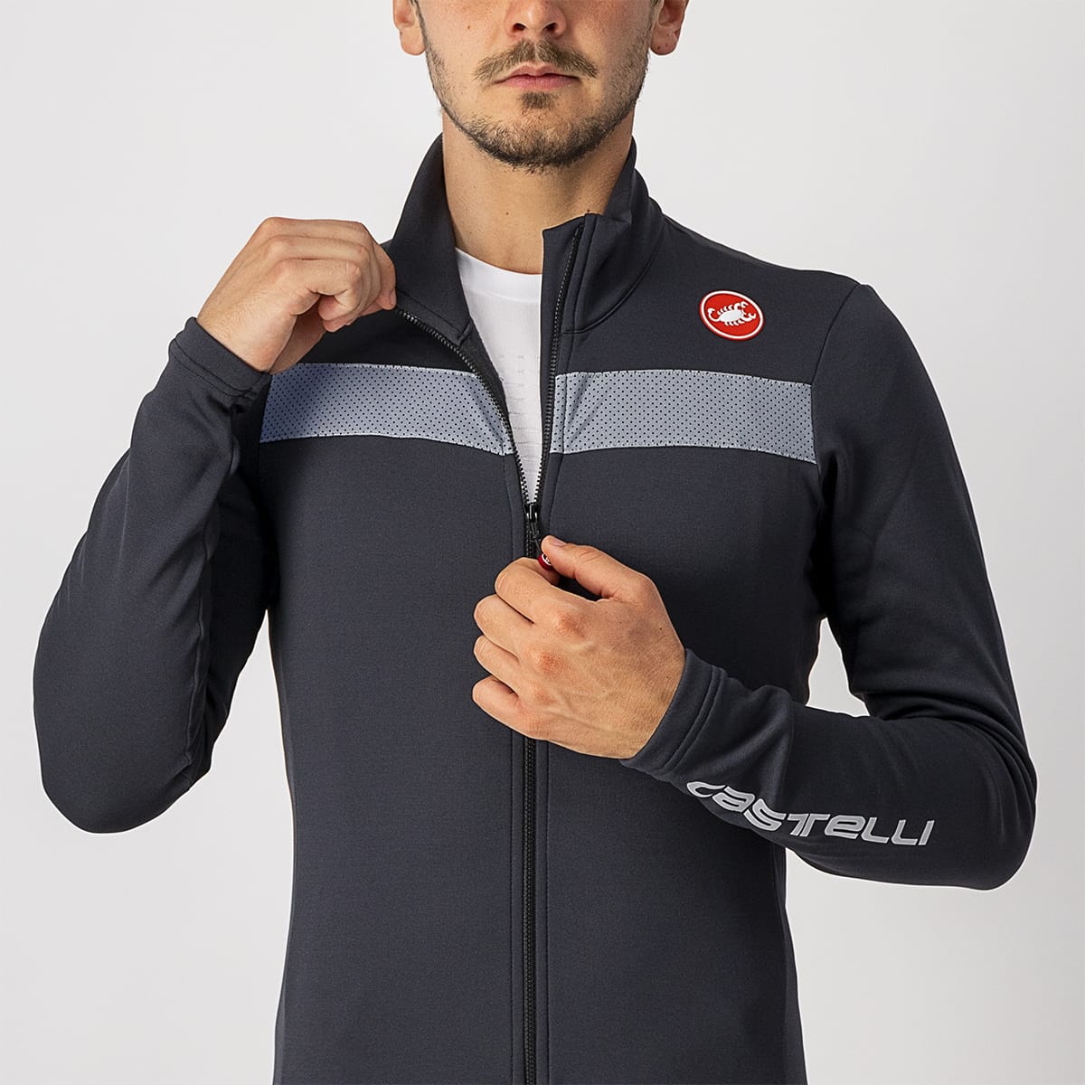 Maillot de manga larga CASTELLI PURO 3 FZ Negro/Gris